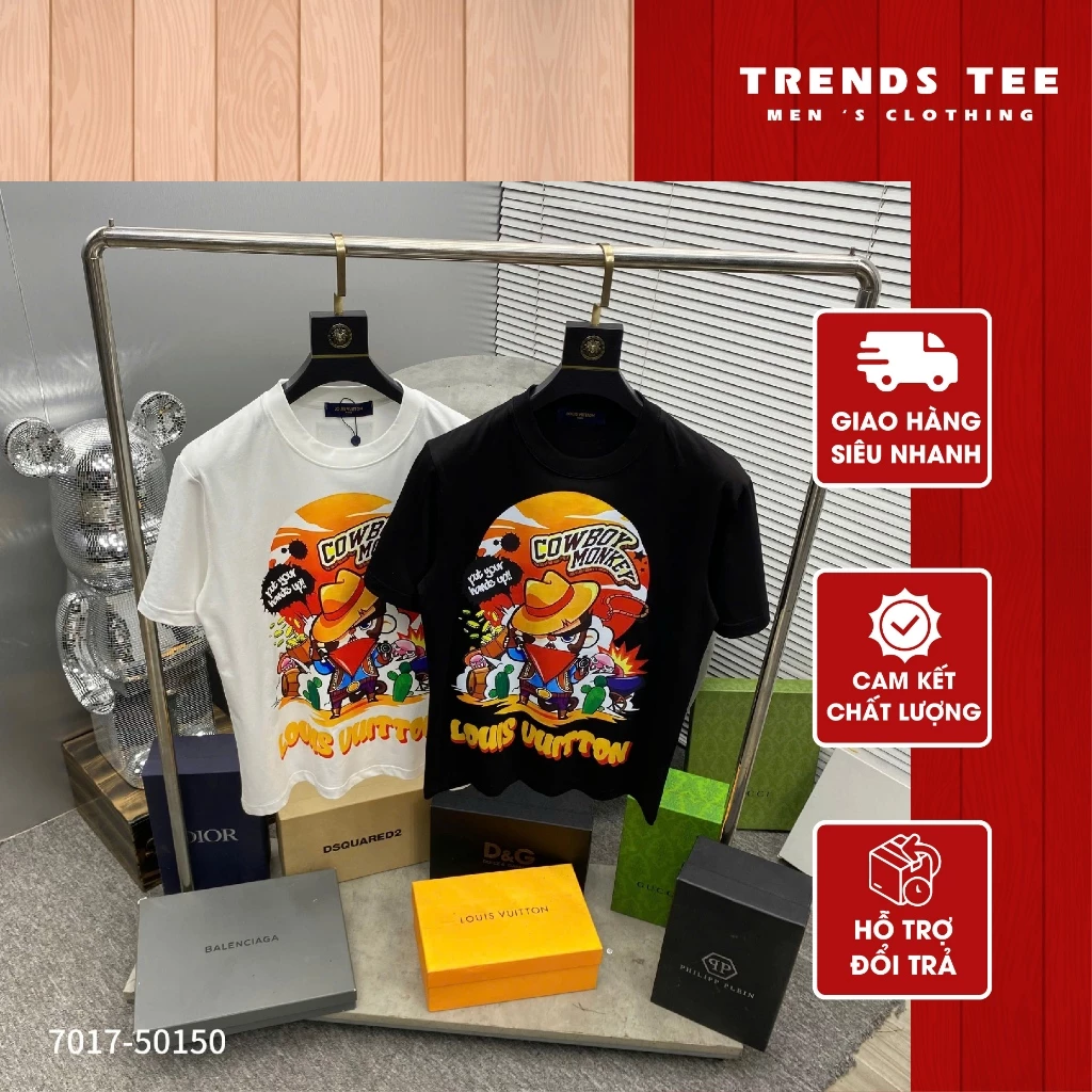 Áo Thun Nam Nữ Cotton 100% Cao Cấp 250Gsm In Hình Cow Boy Form Dày Dặn Co Giãn 2 Chiều