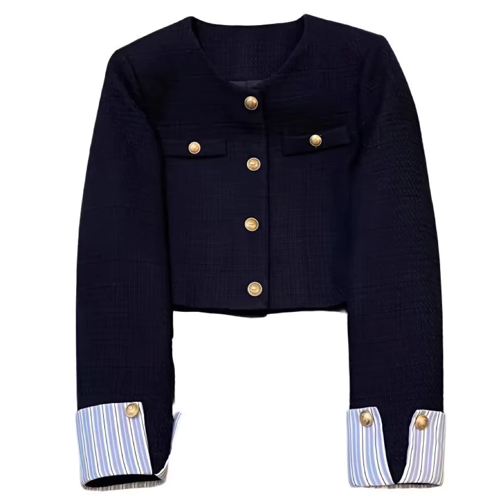 𝑶𝒏𝒊.𝑺𝒉𝒐𝒑_ [SẴN GIAO LUÔN] Áo Dạ Tweed Mix Cổ Kẻ Tay KẻNổi Bật