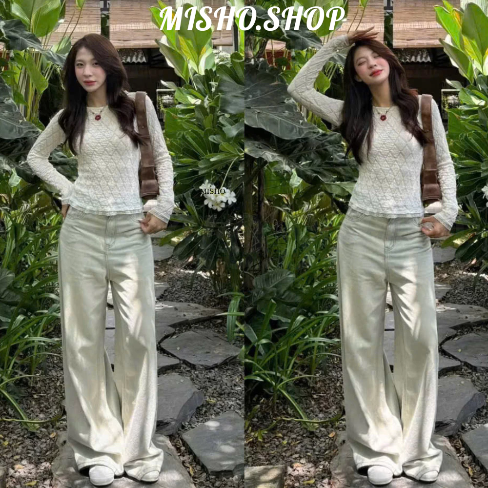 Quần Jean Ống Rộng WIDE LEG tôn dáng cạp cao form unisex nam nữ JS02
