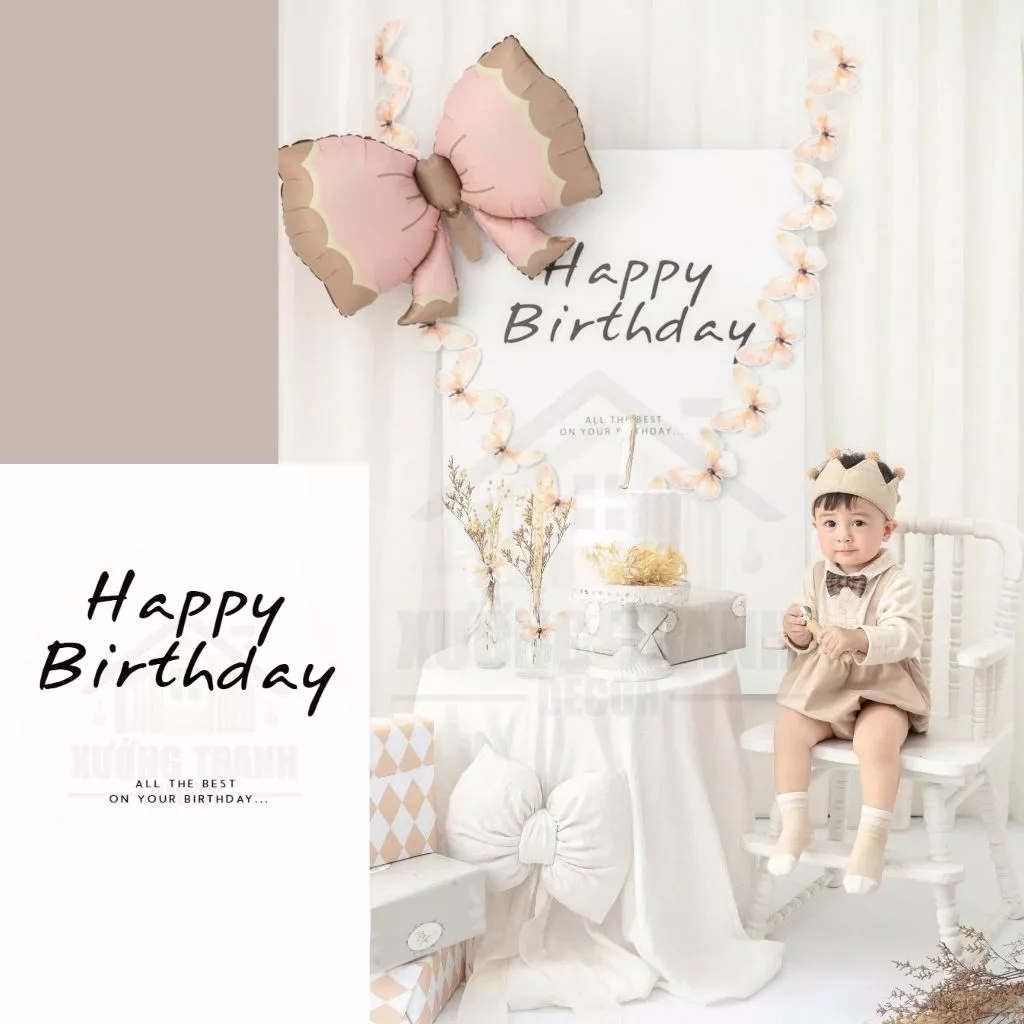 Phông Nền Happy Birthday, Background Happy Birthday, Phông Chụp Ảnh Sinh Nhật Chất Liệu Canvas Cao Cấp - XUONGTRANHDECOR