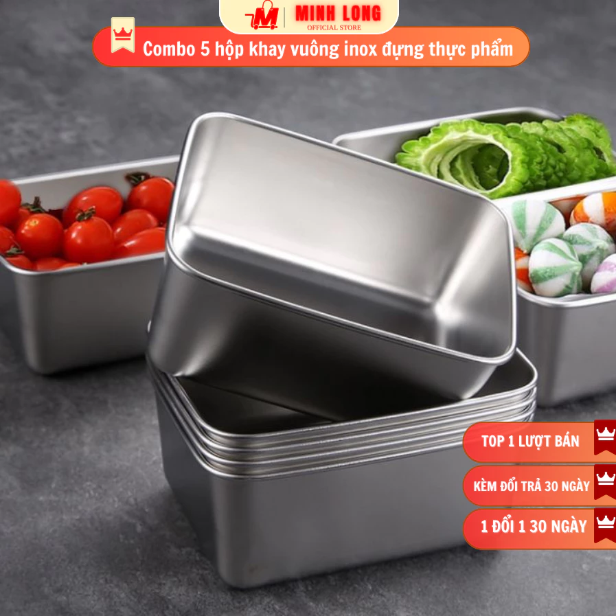 FREESHIP⚡️Combo 5 hộp đựng thực phẩm có nắp đậy ⚡️Khay đựng đồ ăn , thực phẩm lạnh có Kèm Nắp Đậy Nhựa Và Hút Chân Không