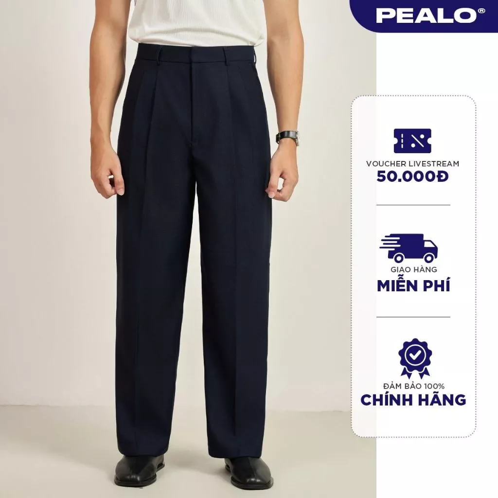 Quần âu Essential cạp cao PEALO form xuông Cạp cao chất liệu cao cấp