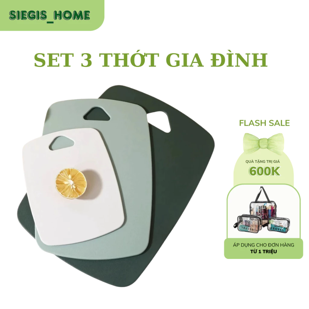 Set 3 thớt kháng khuẩn chống trượt cho gia đình - Thớt kháng khuẩn 3 chiếc an toàn không độc hại