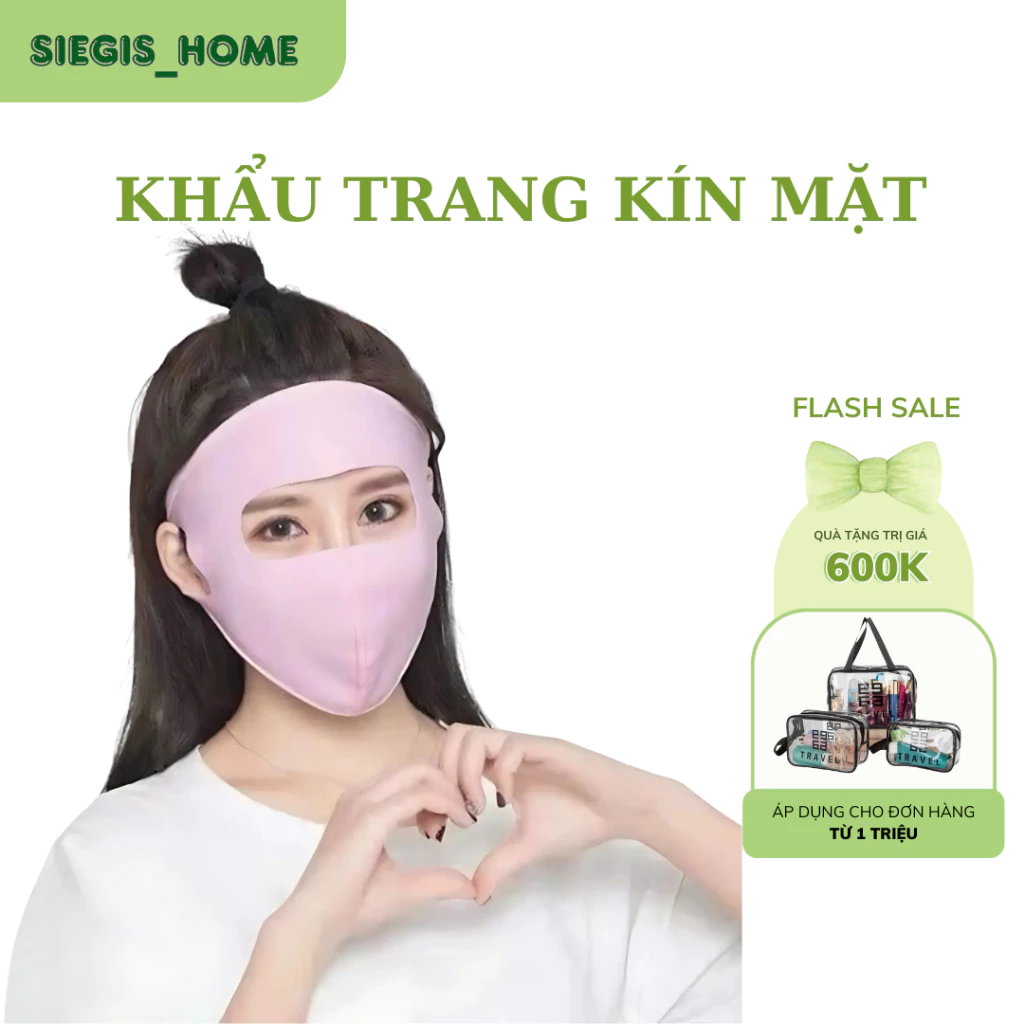 Khẩu Trang Che Kín Mặt Và Trán Giúp Thông Hơi Thoáng Khí - Khẩu Trang Chống Tia UV Cao Cấp Thoáng Mát