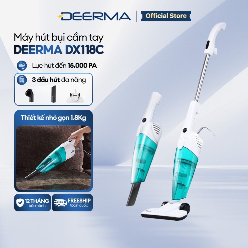 Máy hút bụi cầm tay Deerma DX118C lực hút 15000pa, công suất 600W với bộ lọc…