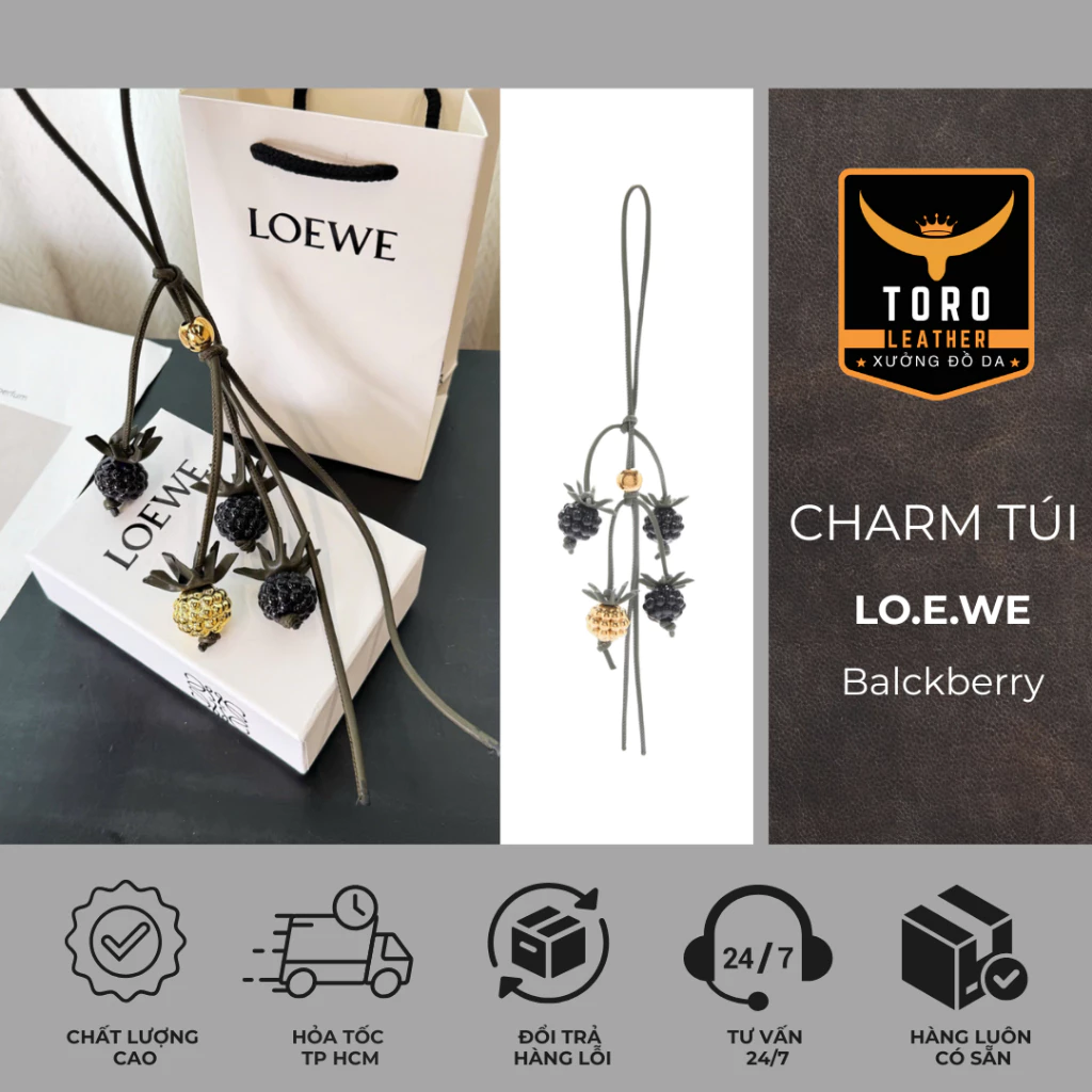 Charm LW Blackberry cao cấp fullbox (Hàng có sẵn HCM) - Charm túi xách hot trend 2025