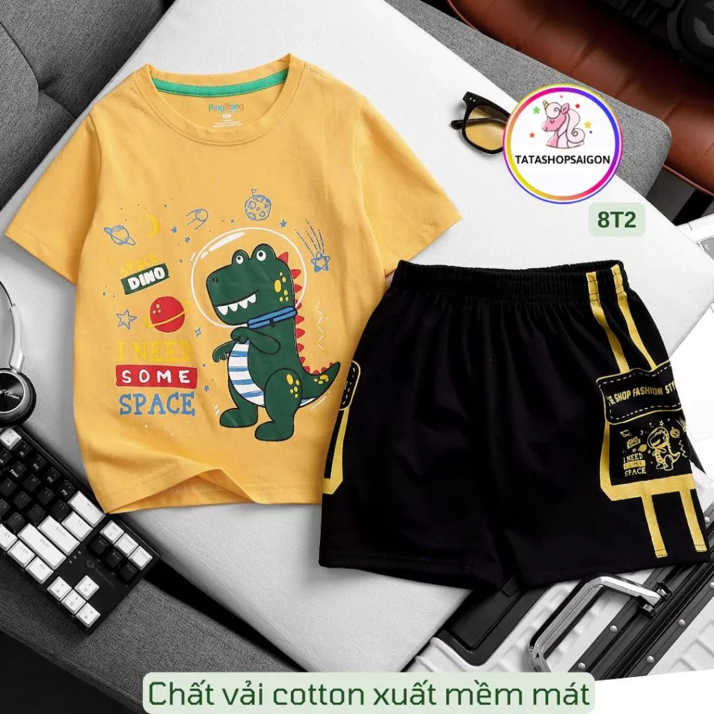 Đồ Bộ Cho Bé Trai 11-40 Kg Cotton Chính Phẩm In Hoạt Hình Hot Trend Mềm Mịn Mát  Set Quần Áo Trẻ Em 1-12 Tuổi 8T