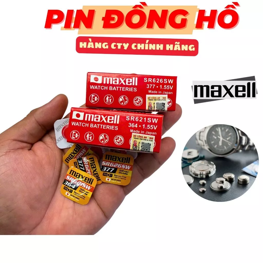 Pin đồng hồ SR626 377 SR621 364 SR721 362 SR521 379  SR920 371 chính hãng maxell cao cấp