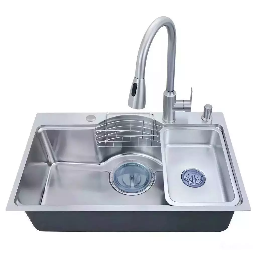 Chậu Rửa Bát 1 Hố Mart.home 75*46 Inox SUS304 Dày 3.5 Ly 1 Ngăn Lớn Bán Nguyệt Kiểu Dáng Nhật BH 10 Năm