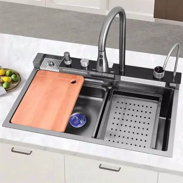 Chậu Rửa Bát 1 Hố 5 Phím Mart.home Hiển Thị Nhiệt Độ Phủ Nano Kèm Vòi Lọc Nước Thác Nước Vòi Xịt BH 10 Năm
