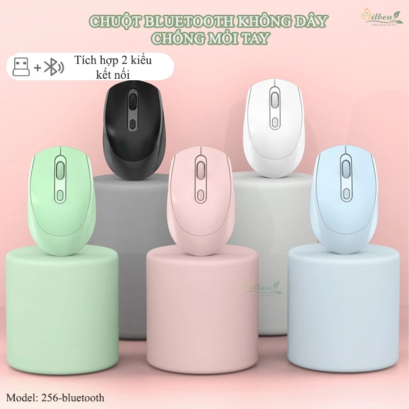 Chuột Bluetooth Không Dây Văn Phòng Chống Mỏi Tay Dùng Cho Laptop PC Dùng Pin Sạc