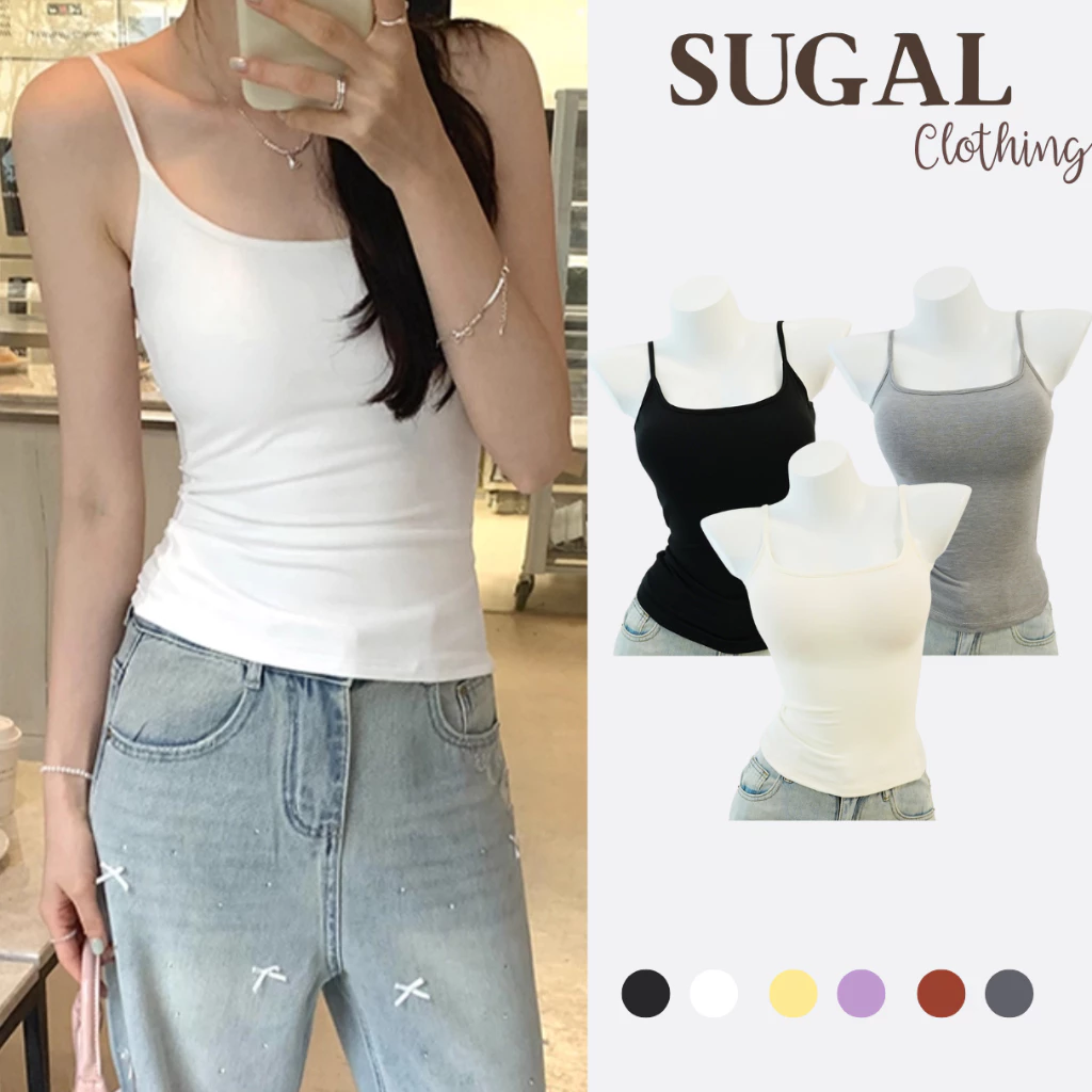 Áo Hai Dây Nữ Có Đệm Mút Cotton Trơn Ôm Body Basic Thoải Mái Thời Trang Sugal TOP NU 219V2