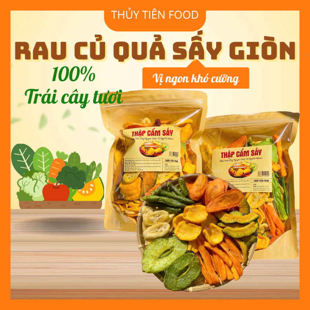 Rau củ Sấy giòn Đà Lạt 500gr – Mix Ăn Vặt Healthy Giòn Ngon