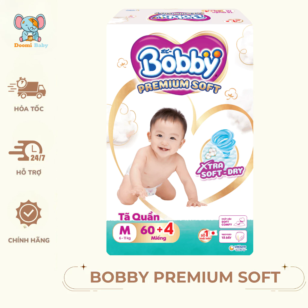 [Hàng Chính Hãng] Bỉm Quần Bobby Premium Soft Cho Bé - BB001