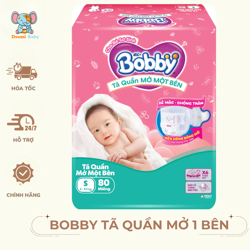 [Hàng Chính Hãng] Bỉm Quần Mở Một Bên Bobby Cho Bé Sơ Sinh Từ 3-8.5kg - BB002