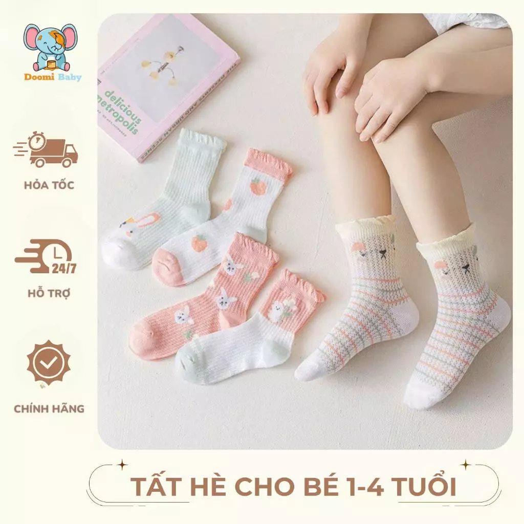 [COMBO 5 ĐÔI] Tất Vớ Nam Nữ DOOMI BABY, Tất Nữ Cổ Cao - Cổ Thấp Tất Thể Thao Phong Cách Đơn Giản - CB793 => CB815