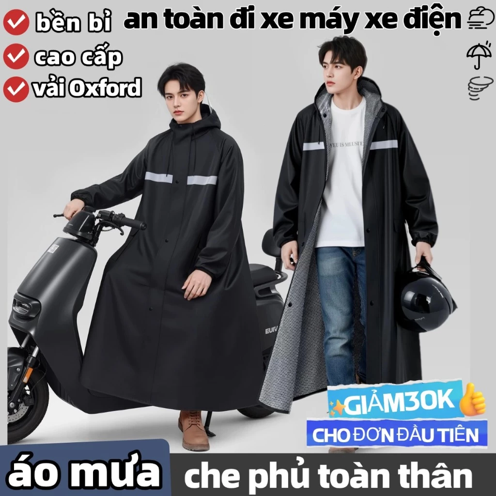 áo mưa nam áo mưa bộ Có Dây Phản Quang choàng cao cấp Đường may chắc chắn che phủ toàn thân