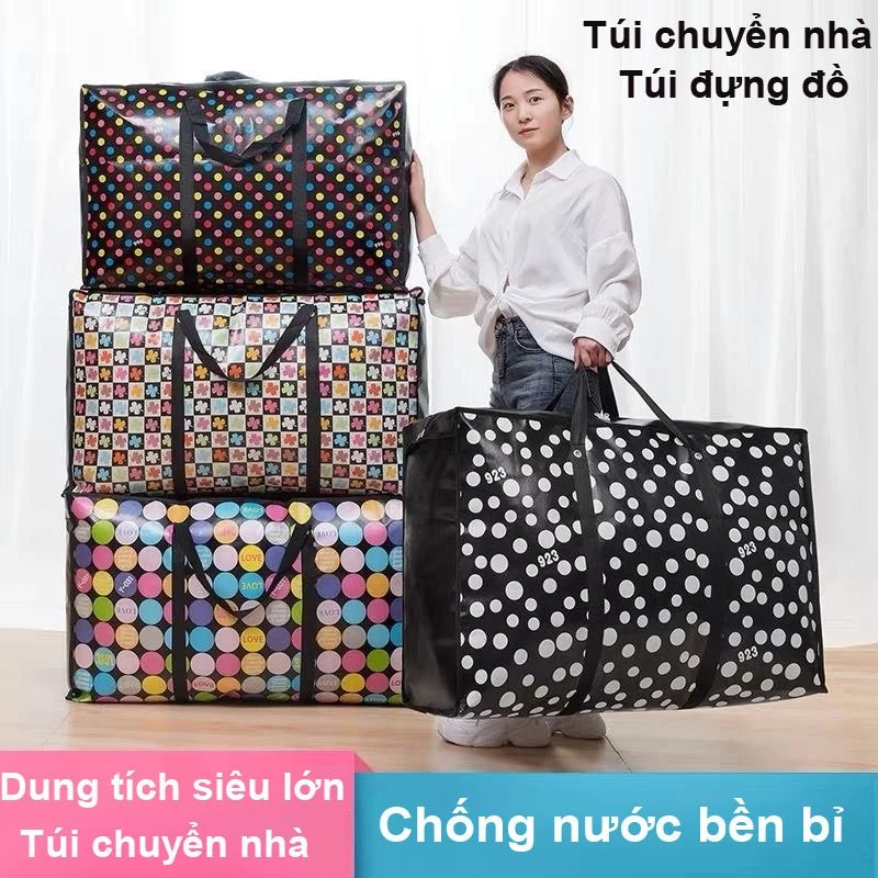 Túi Vải Bạt Chống Thấm Nước, Kháng Ẩm Mốc - Thiết Kế Siêu To Với Khóa Kéo Tiện Lợi, Đựng Đồ Đa Năng