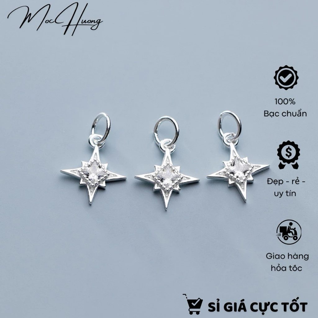 [S925] Charm bạc treo ngôi sao dẫn lối đính đá - TH258 MỘC HƯƠNG JEWELRY