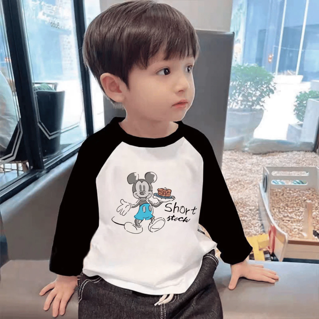 Áo thun dài tay cho bé trai phối màu ELIOKIDS, áo thun tay dài chất cotton cho bé trai mặc thu, đông.