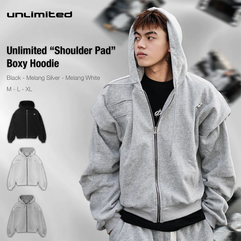 Áo Hoodie Form Boxy Độn Vai Nỉ 2 Da Đẹp - "Shoulder Pad" Boxy Hoodie Unlimited Club