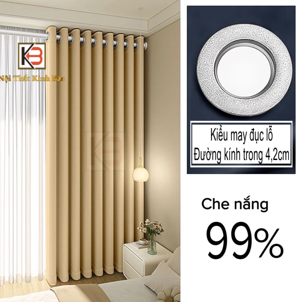 [ Rèm Cửa Đẹp KB03] - Một tấm rèm Vải cản nắng, rèm cửa Luxury chất thô mềm che nắng 99%