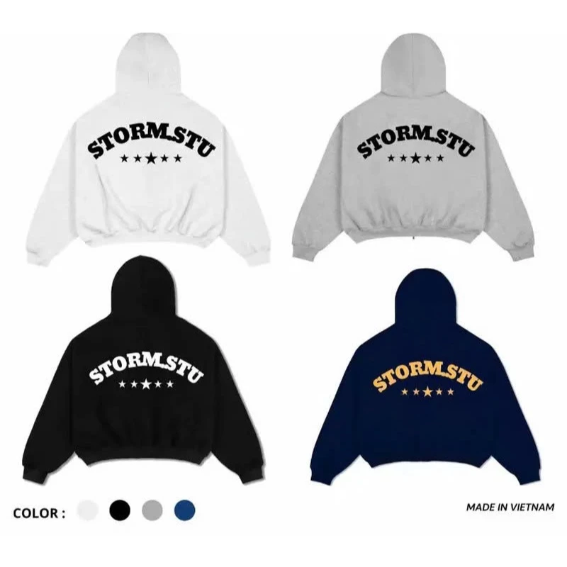 Áo khoác hoodie, áo khoác nỉ Nam - Nữ from boxy có mũ in chữ dập nổi chất nỉ bông dày dặn, ấm áp