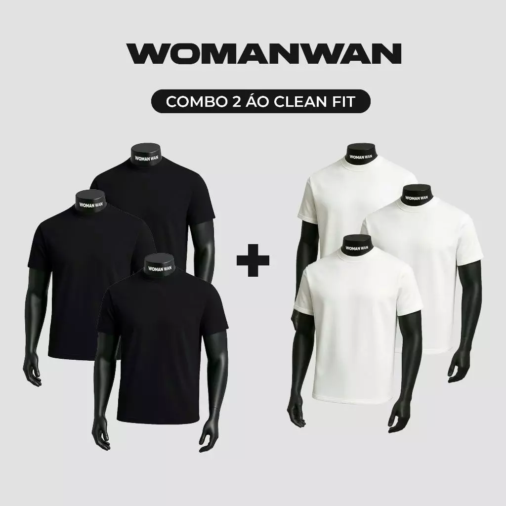 [ COMBO ]  2 Áo Thun Nam Nữ Tôn Chiều Cao Clean Fit Cổ Tròn Vải Chống Nhăn - WOMAN WAN Cổ Tròn Menswear