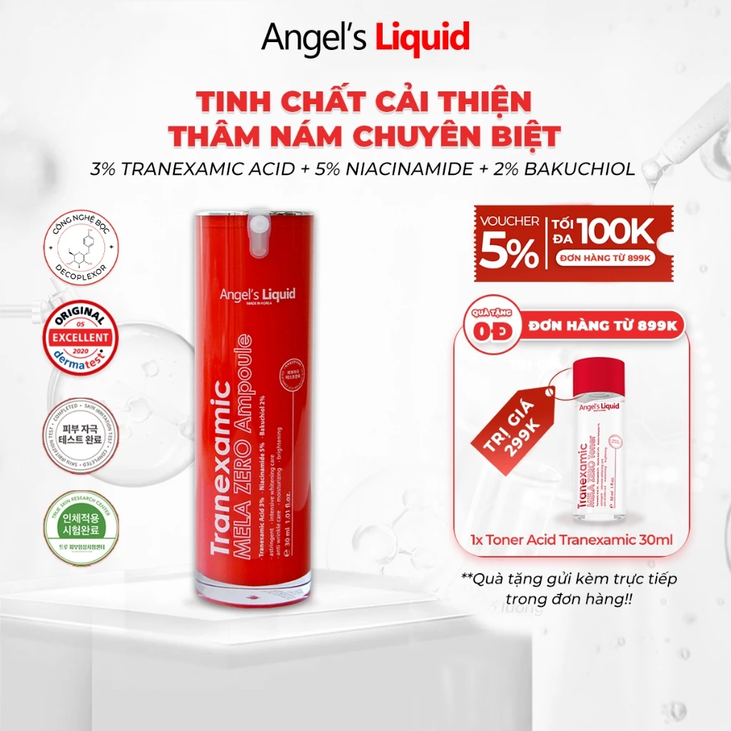 Siêu Tinh Chất Giảm Thâm Nám Chuyên Biệt Angel's Liquid Tranexamic Mela Zero Ampoule 30ml (ĐỎ)