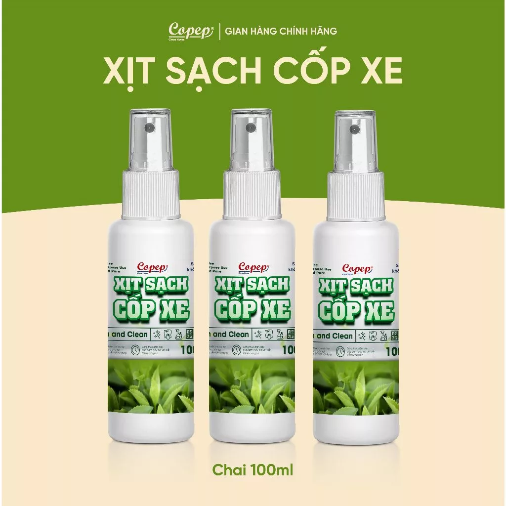 Copep Xịt Sạch Cốp Xe Chai 100ml - Vệ Sinh Khử Khuẩn Cốp Xe, Nón Bảo Hiêm, Vali...