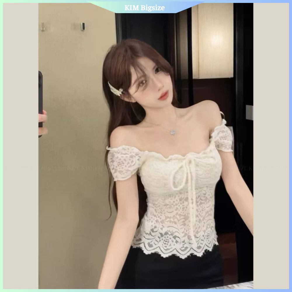 Áo kiểu nữ bigsize lưới thêu nhung (55-90kg)[KimBigsize]