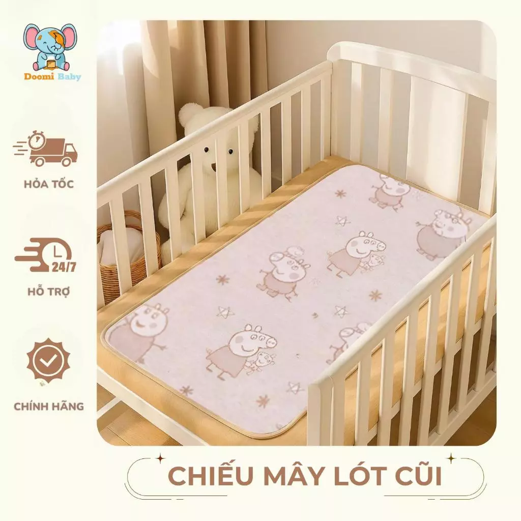 [Giá Siêu Rẻ] Chiếu Mây Hai Mặt Thoáng Mát Lót Nôi Lót Cũi Cho Bé Doomi Baby - HT820