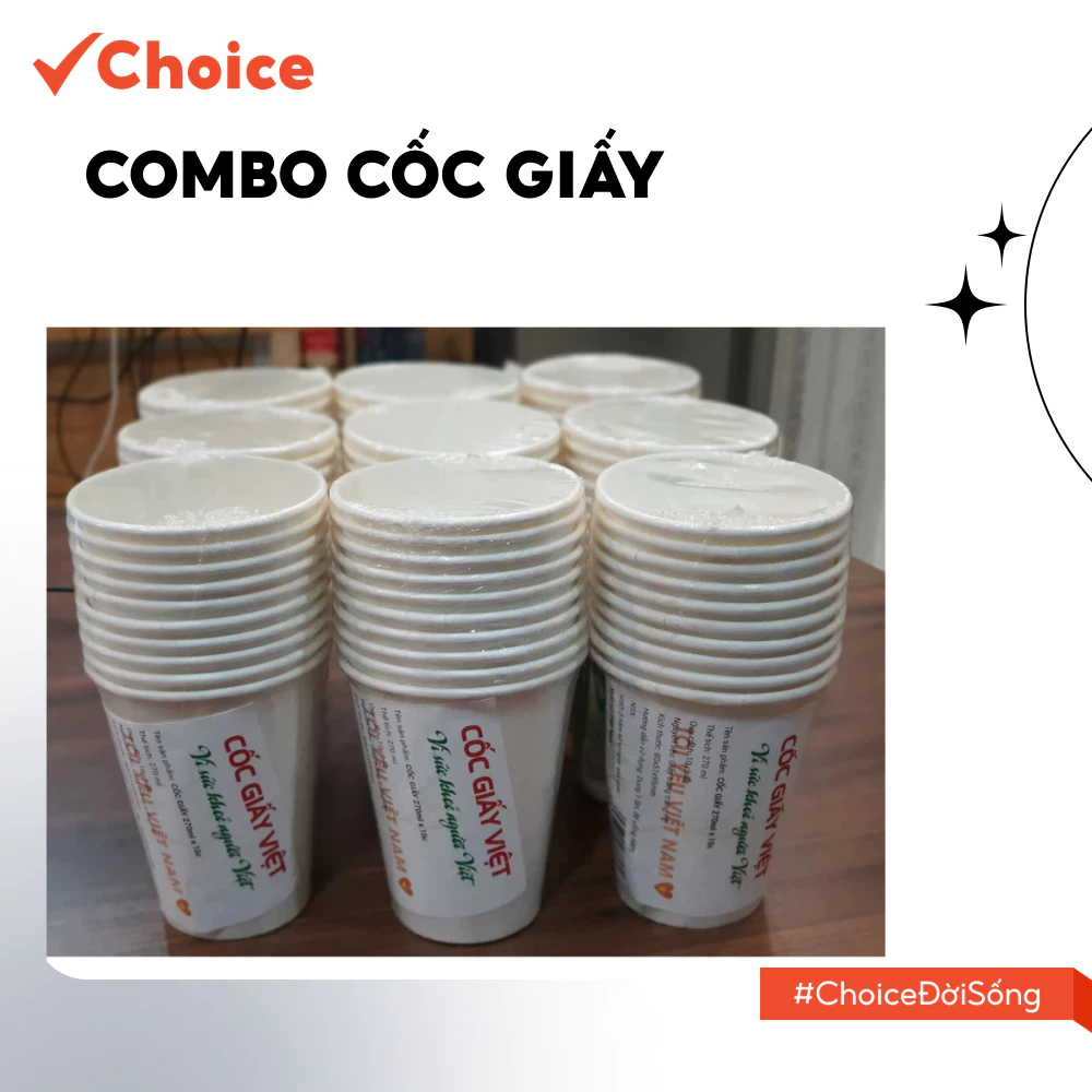 [Choice] Combo Cốc Giấy MNV24-1 Dùng 1 Lần, Tự Phân Huỷ Và Thân Thiện Với Môi Trường
