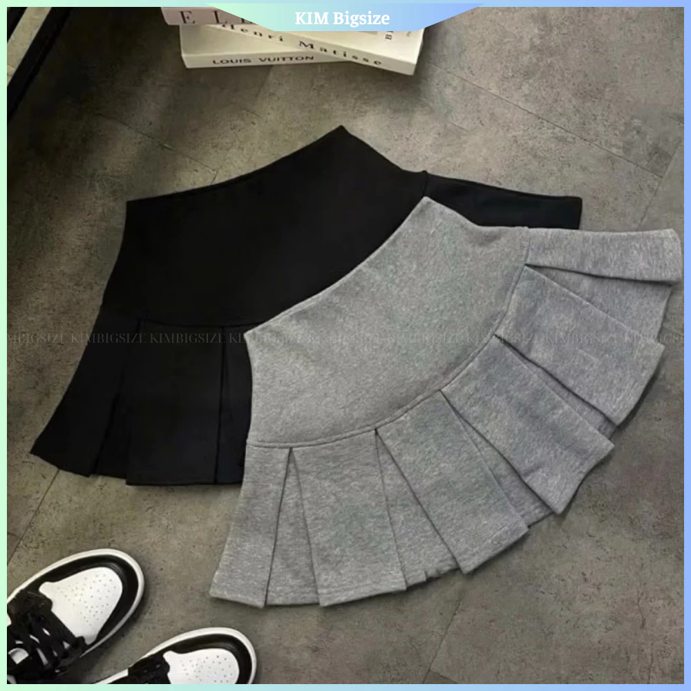 Chân váy nữ ngắn bigsize xoè bo gân phối nỉ tôn dáng bigsize(55-90kg)[KIMBIGSIZE]