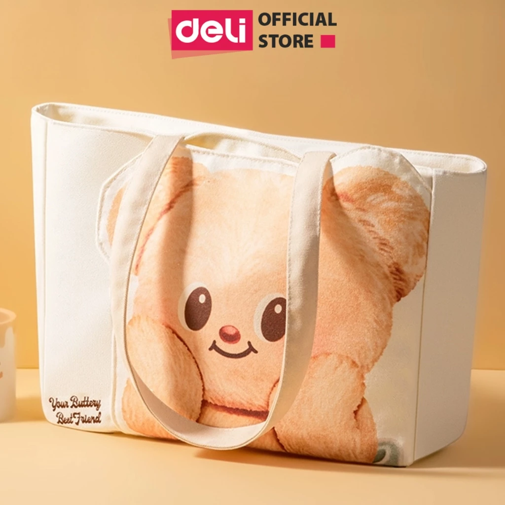 Túi Tote Đi Học ButterBear x Deli Siêu Dễ Thương, Form Lớn Nhiều Ngăn, Sức Chứa Rộng Cho Học Sinh Sinh Viên