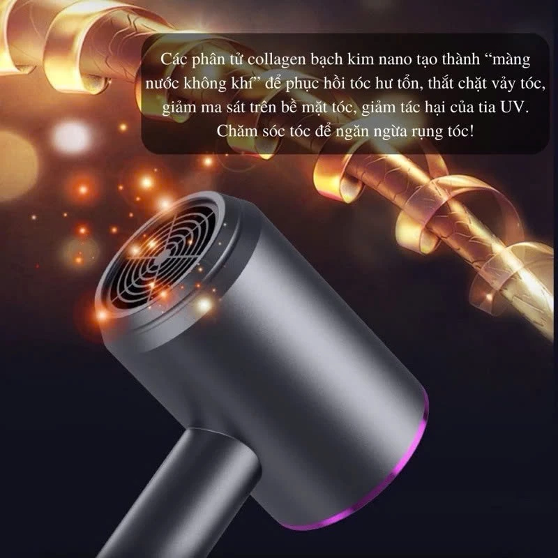 Máy sấy tóc 2 chiều nóng lạnh công suất lớn 2300W, 3 chế độ sấy, tặng kèm mỏ vịt, sấy mạnh nhanh khô tóc