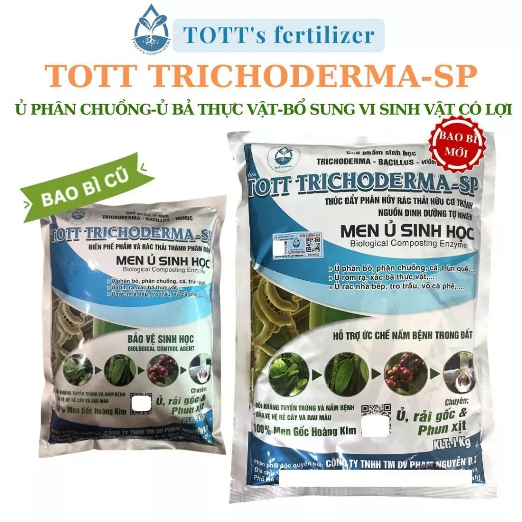 Men vi sinh nấm TRICHODERMA dùng ủ phân và xử lý đất gói 1kg TOTT's fertilizer