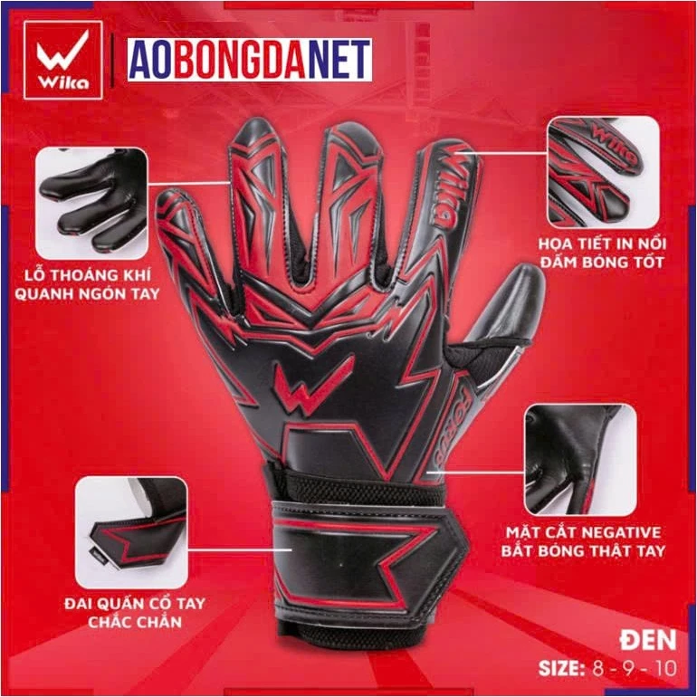 Găng Tay Thủ Môn Wika Forus, Găng Tay Bắt Bóng Với Mặt Mút Đức 4mm Đàn Hồi Bảo vệ Bàn Tay Tăng Độ Bám Bóng