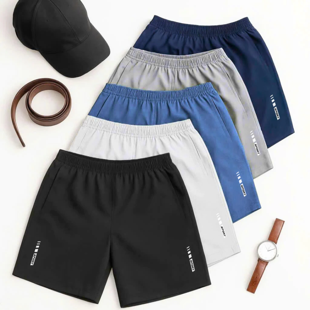 Combo 5 Quần Short Nam Thể Thao Phong Cách Trẻ Trung, Chất Vải Trơn Thoáng Mát Phối Logo Sport 2 Bên Cực Đẹp