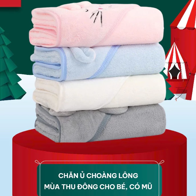 Choàng ủ có mũ cho bé  mùa thu đông