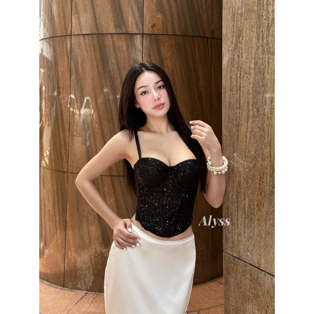 𝐒𝐄𝐐𝐔𝐈𝐍 𝐂𝐎𝐑𝐒𝐄𝐓 | Áo Corset lấp lánh quyến rũ tạo thắt eo (Có Mút Ngực)