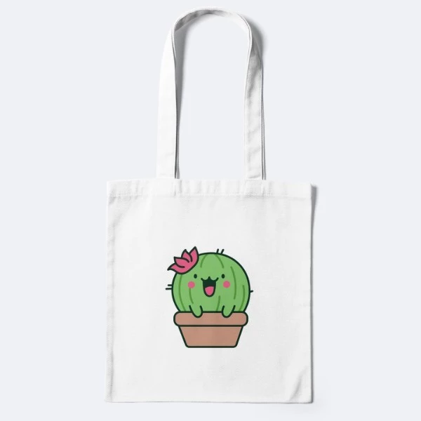 Túi Canvas, Túi Vải, Túi ToTe Dài 38cm x Rộng 33cm In Hình Bộ Sưu Tập Xương Rồng Cute Chất Cotton