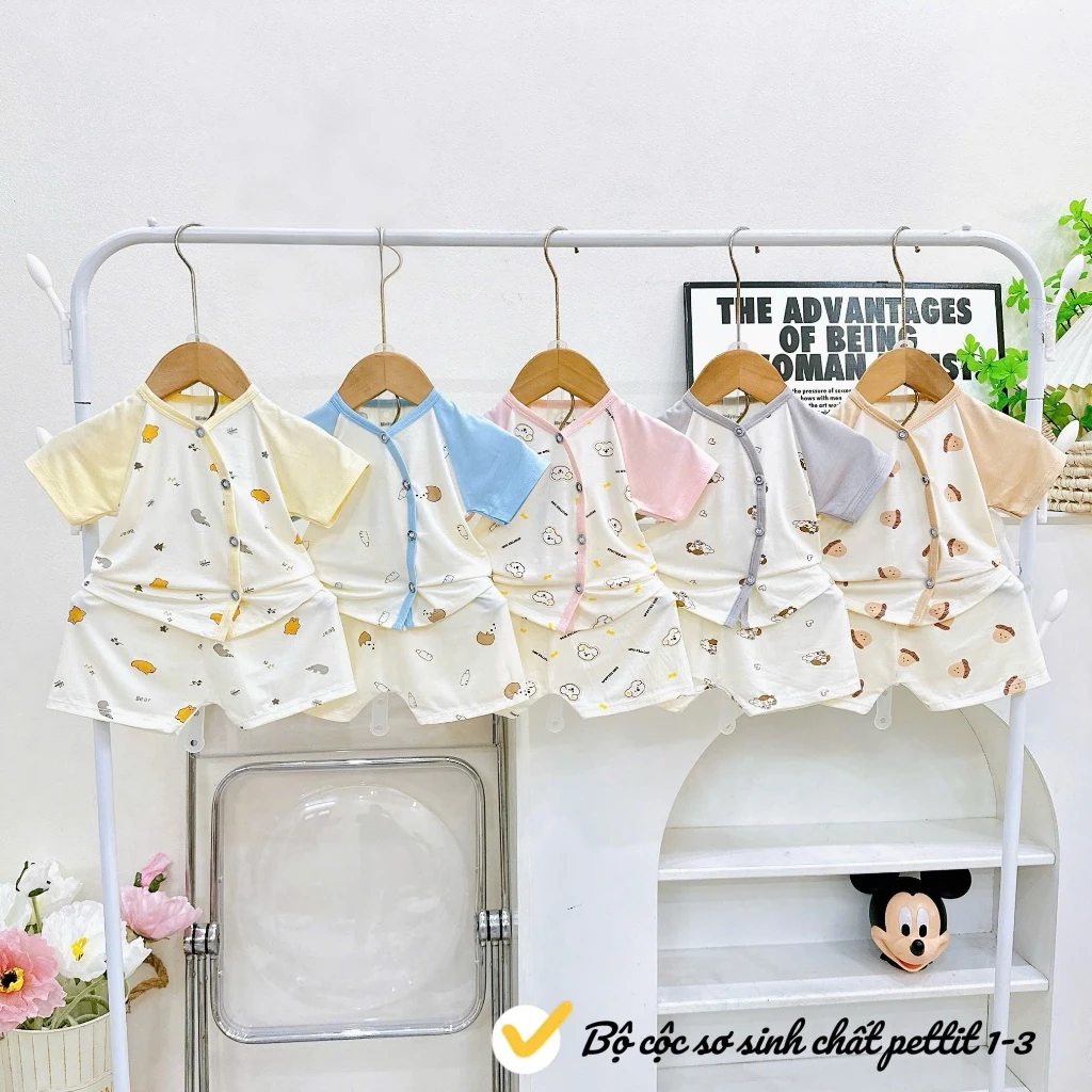 [LA20 Mềm, MỊN] Set 5 Bộ Cộc Tay Chất Thun Peptit Cho Bé Trai Bé Gái Phối Màu In Hoạ Tiết
