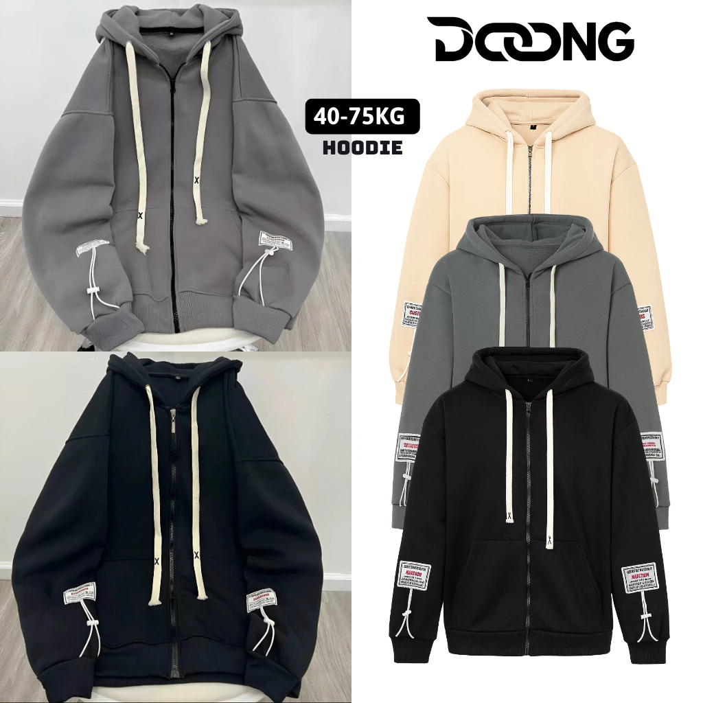 [XẢ HÀNG] Áo Khoác NỈ DÂY LỚN XX Trơn Chất Nỉ Bông Dày Dặn BM159, Áo Hoodie Dây Kéo Zip Form Rộng Unisex Nam Nữ DOONG