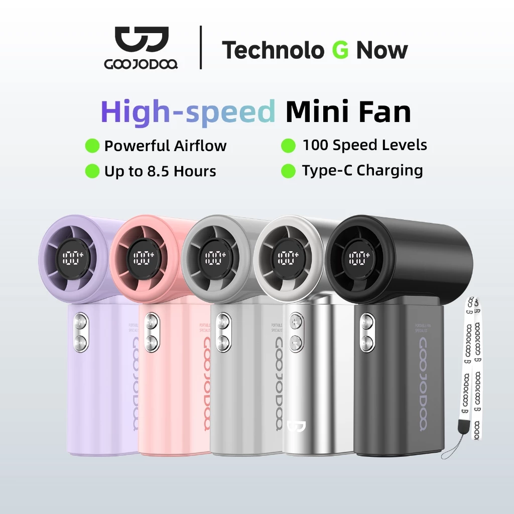 Quạt bỏ túi MINI turbo tốc độ cao GOOJODOQ 4000mAh Công suất gió tăng cường 10x kèm dây đeo di động