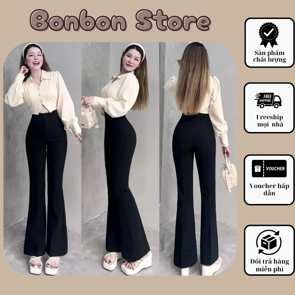 Quần Treggin Nữ Ống Loe Ôm Eo Tôn Dáng Quần Nữ 1 Khuy Dáng Dài Cạp Lưng Cao Siêu Xinh Hottrend Quần Tây Nữ Xinh Giá Rẻ