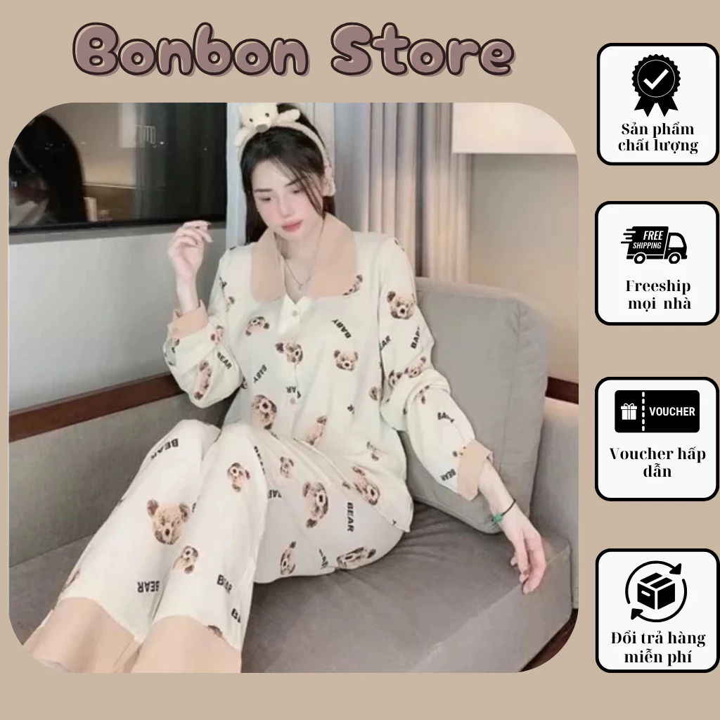 Đồ ngủ xinh Pijama tay dài quần dài đồ bộ mặc tại nhà siêu xinh chất mát không nhăn