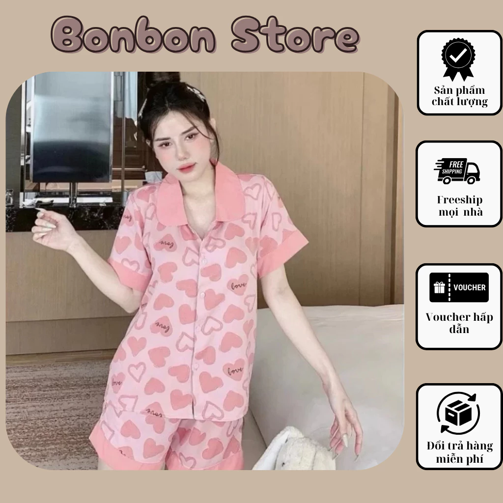 Đồ Bộ Pyjama Xinh Chất Mát Đồ Ngủ Nữ Bộ Áo Cộc Quần Cộc Pyjama  Xinh Vải Kate Thái Giá Rẻ Vải Thoáng Mát