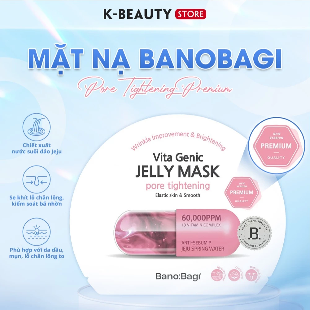 Mặt Nạ BANOBAGI Vita Genic Jelly Mask Pore Tighteing Giúp Se Khít Lỗ Chân Lông, Kiểm Soát Bã Nhờn 30ml