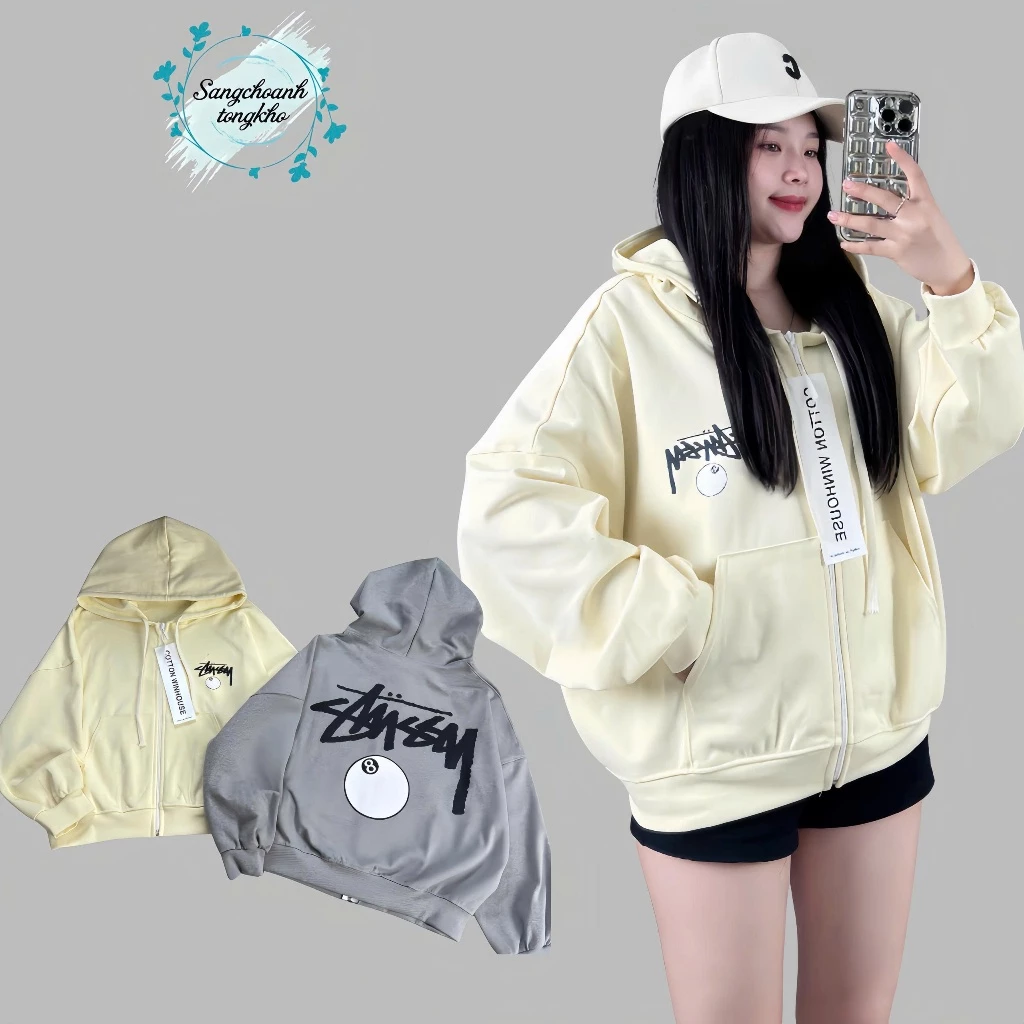 Áo khoác nỉ in hình chữ kí họa tiết số 8, áo hoodie zip in chữ nổi bật đơn giản basic chất liệu nỉ bông dày dặn ấm áp